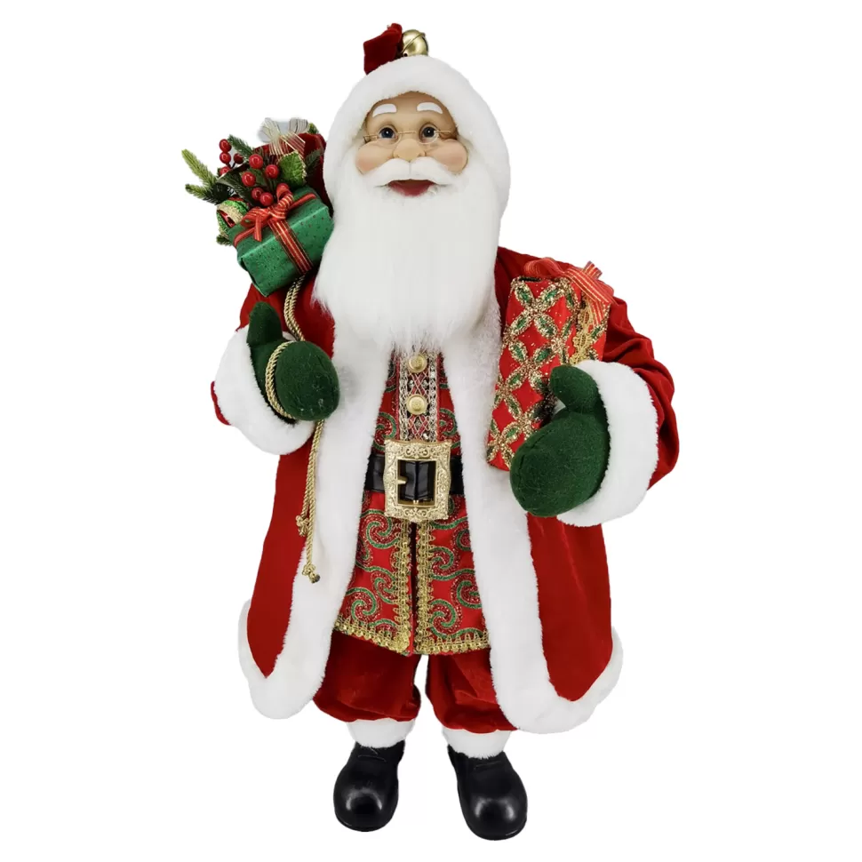 Christmas Forever SANTA STANDING 36″ W/ SACK RED/GREEN/GOLD