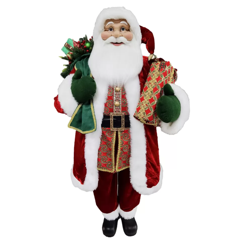 Christmas Forever SANTA STANDING 60″ W/ SACK RED/GREEN/GOLD