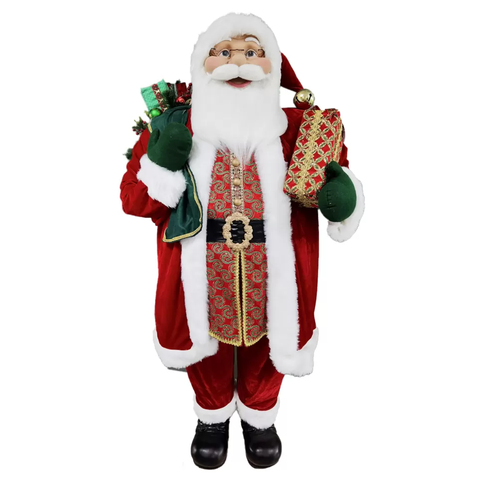 Christmas Forever SANTA STANDING 72″ W/ SACK RED/GREEN/GOLD