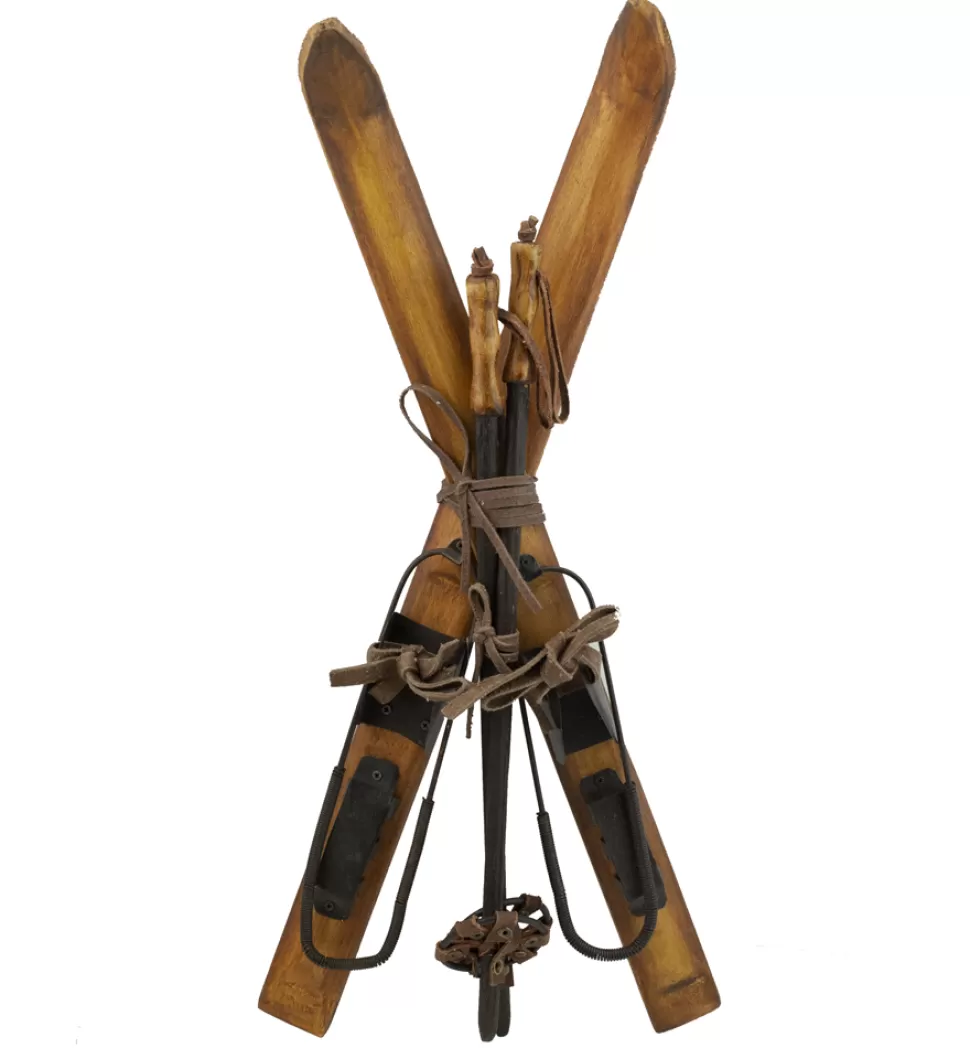 Christmas Forever SKI’S & POLE 19.5″ WOODEN NATURAL