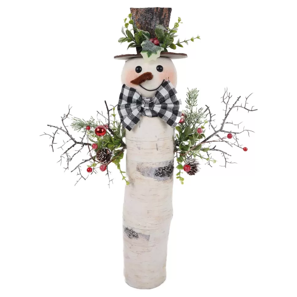 Christmas Forever SNOWMAN BIRCH LOOK 12″X4″X20″ BLACK HAT