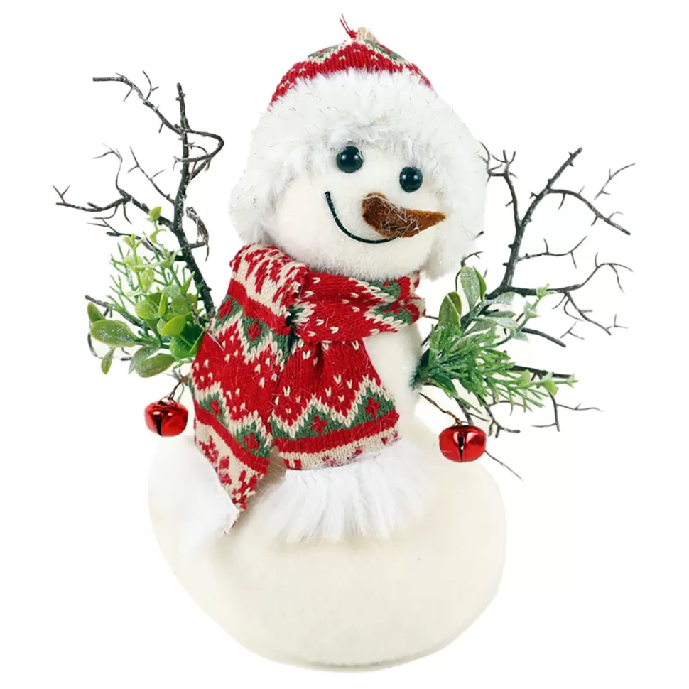 Christmas Forever SNOWMAN W/ NORDIC SCARF & BERRIES 10.5″ WHT/GREEN/RED