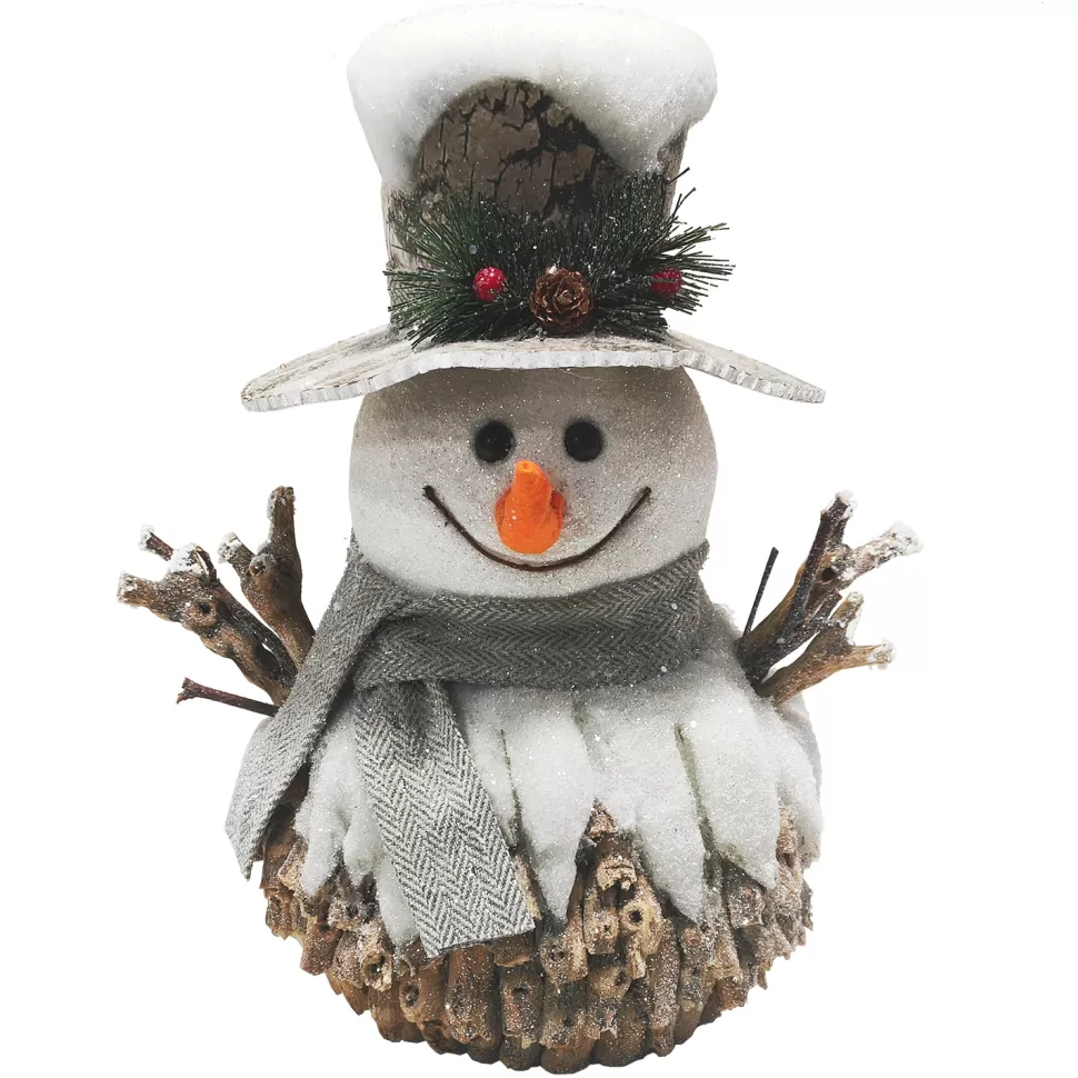 Christmas Forever SNOWMAN WOODEN TREE TOP 9.5″x12.5″ NATURAL/BIRCH LOOK
