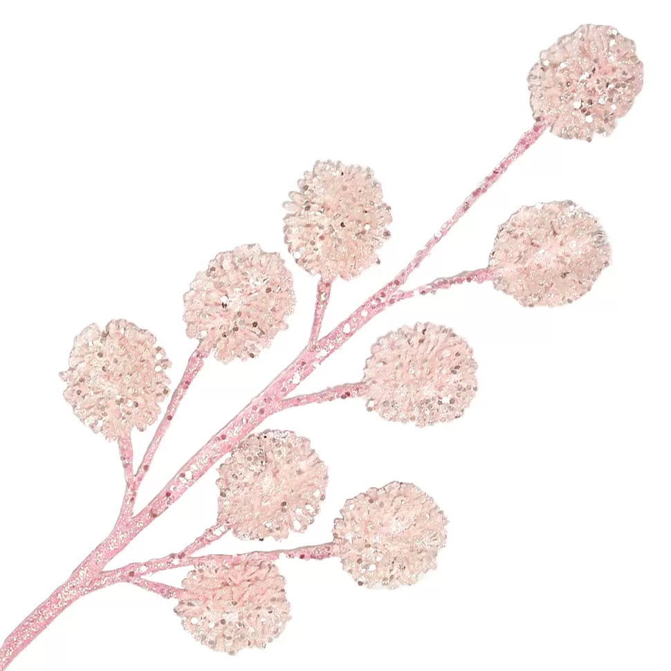 Christmas Forever SPRAY BALL ICED 26″ BABY PINK GLITTER /SEQUINS