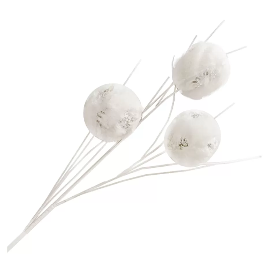 Christmas Forever SPRAY BALLS 34.5″ WHITE FUR/WITH SILVER SNOWFLAKE