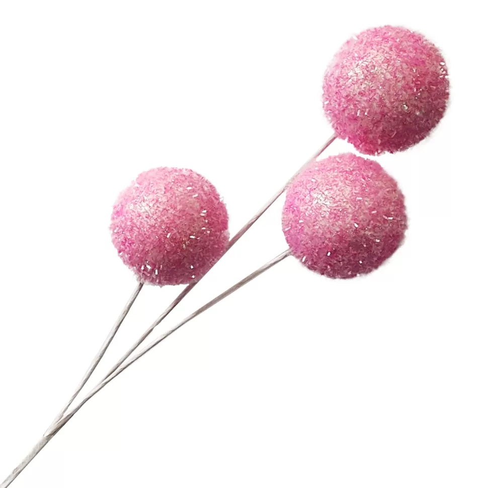 Christmas Forever SPRAY BALLS 24″ PINK ICED FLAKES/GLITTER