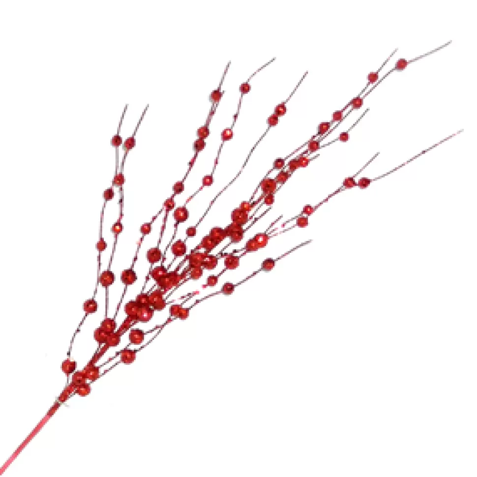 Christmas Forever SPRAY BERRIES ON TWIGS 32″ RED GLITTER