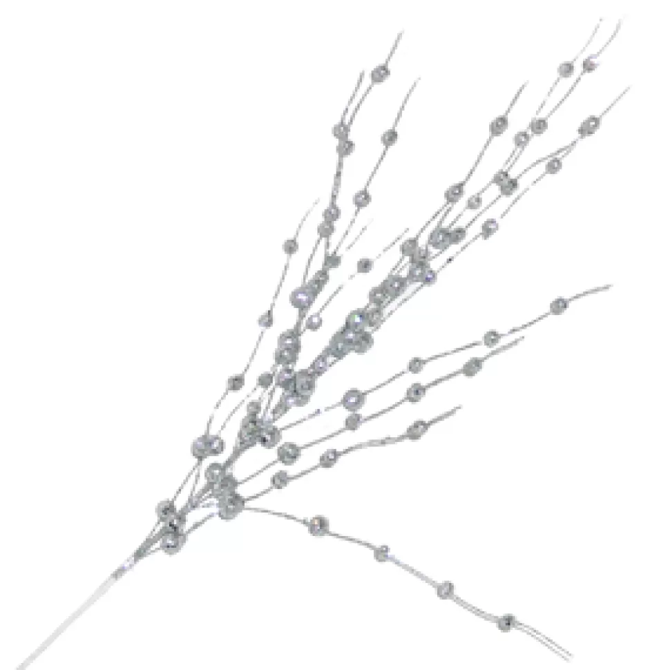 Christmas Forever SPRAY BERRIES ON TWIGS 32″ SILVER GLITTER