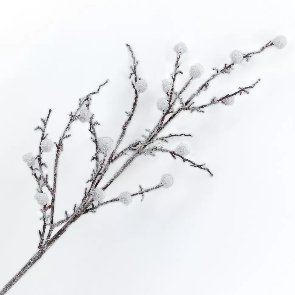 Christmas Forever SPRAY BERRIES ON TWIGS 35.5″ NATURAL W/ WHITE BERRIES AND SNOW