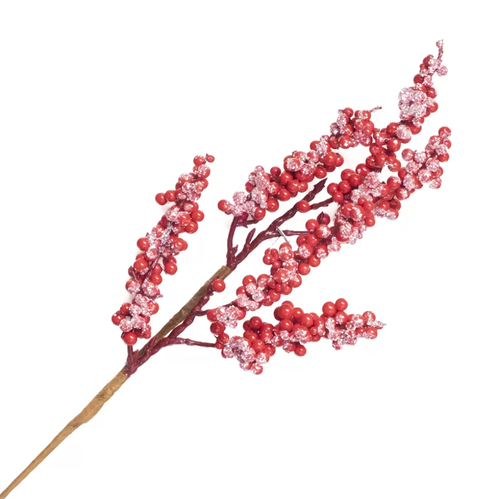 Christmas Forever SPRAY BERRY 18″ RED CLUSTER W/ FROSTING