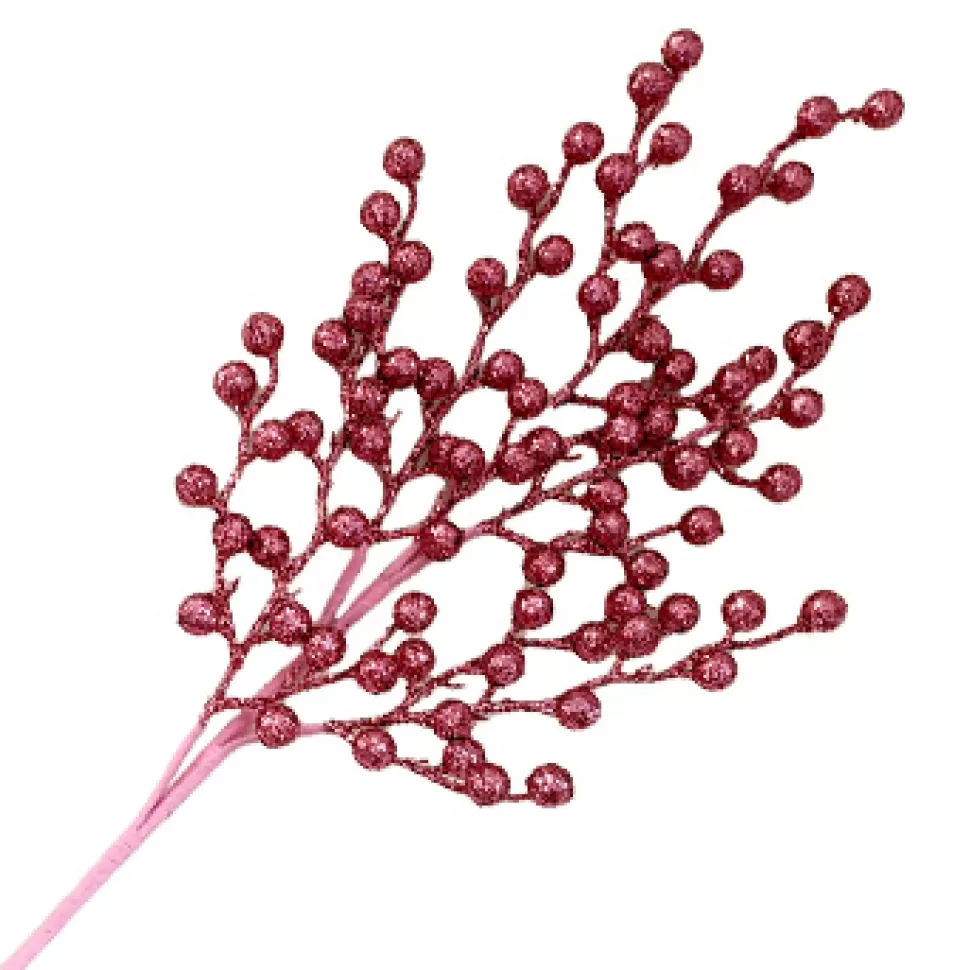 Christmas Forever SPRAY BERRY 25.5″ DARK PINK GLITTER