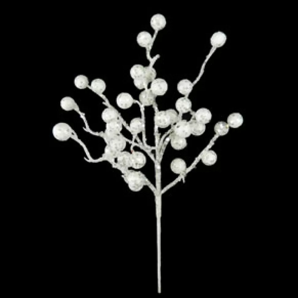 Christmas Forever SPRAY BERRY LARGE 16″ WHITE GLITTER