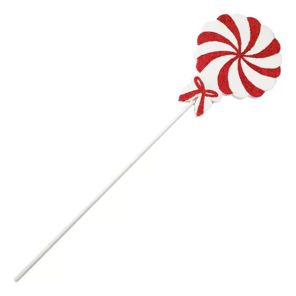 Christmas Forever SPRAY CANDY CANE 23″ X6.5″ RED /WHITE DISC W/ SWIRL & BOW