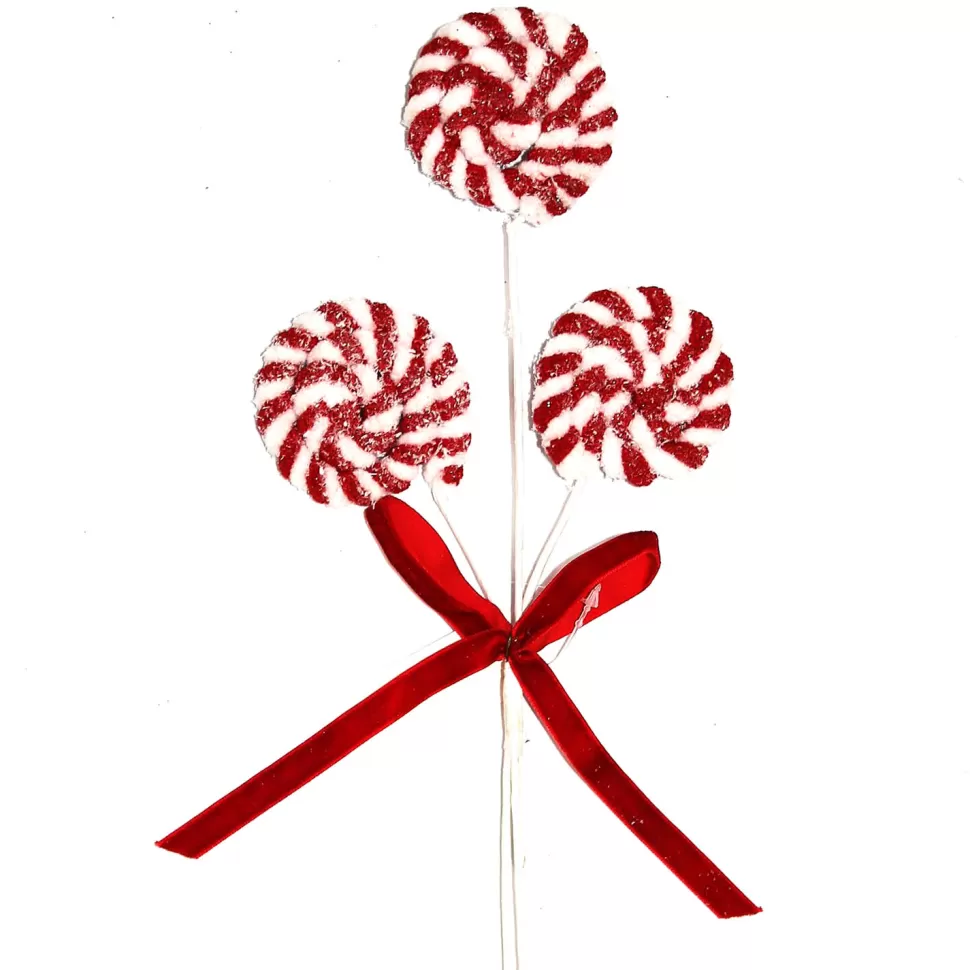 Christmas Forever SPRAY CANDY CANE LOLLIPOP 12.2″ X3 RED/WHITE FROSTED