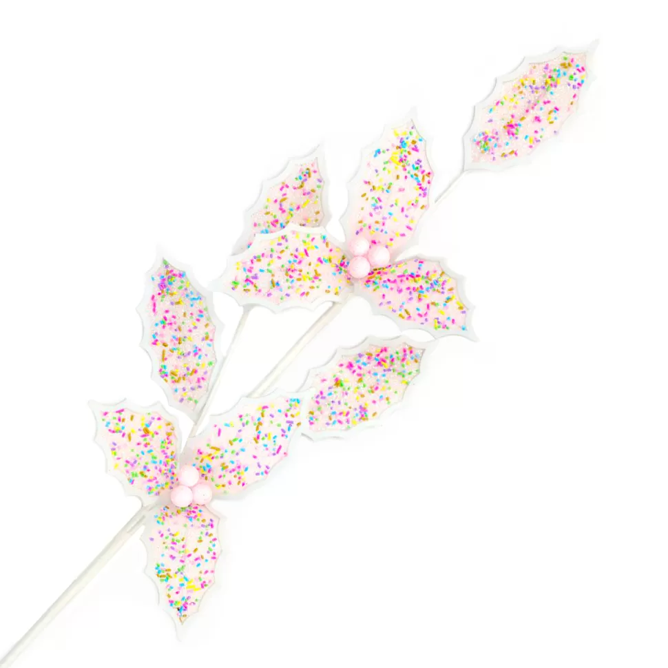 Christmas Forever SPRAY CANDY LEAVES 31.5″ PINK W/MULTI SPRINKLES