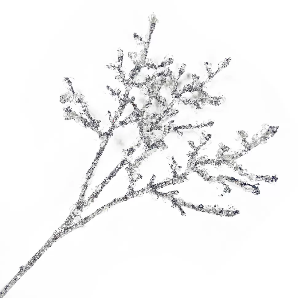 Christmas Forever SPRAY CORAL 18″ SILVER W/ ICE CRYSTALS