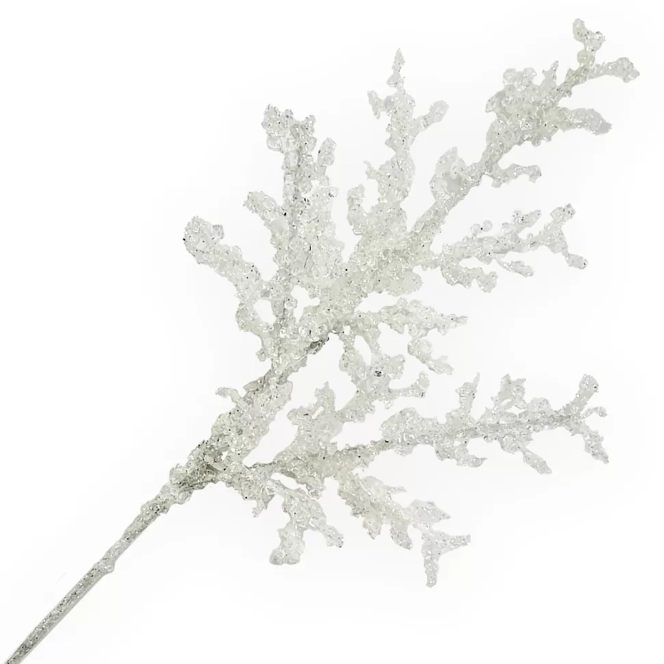 Christmas Forever SPRAY CORAL 24″ WHITE GLITTER/ ICE CRYSTAL