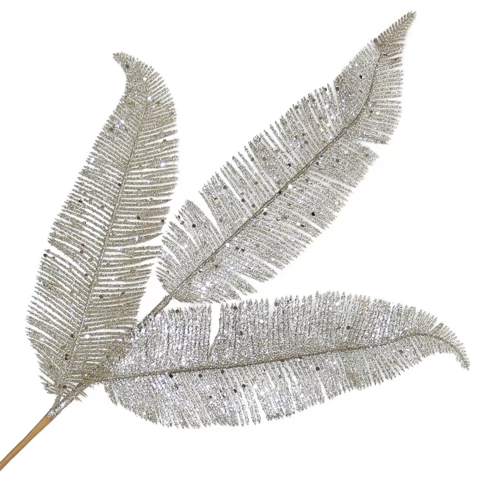 Christmas Forever SPRAY FERN LEAVES 23.5″ CHAMPAGNE GLITTER