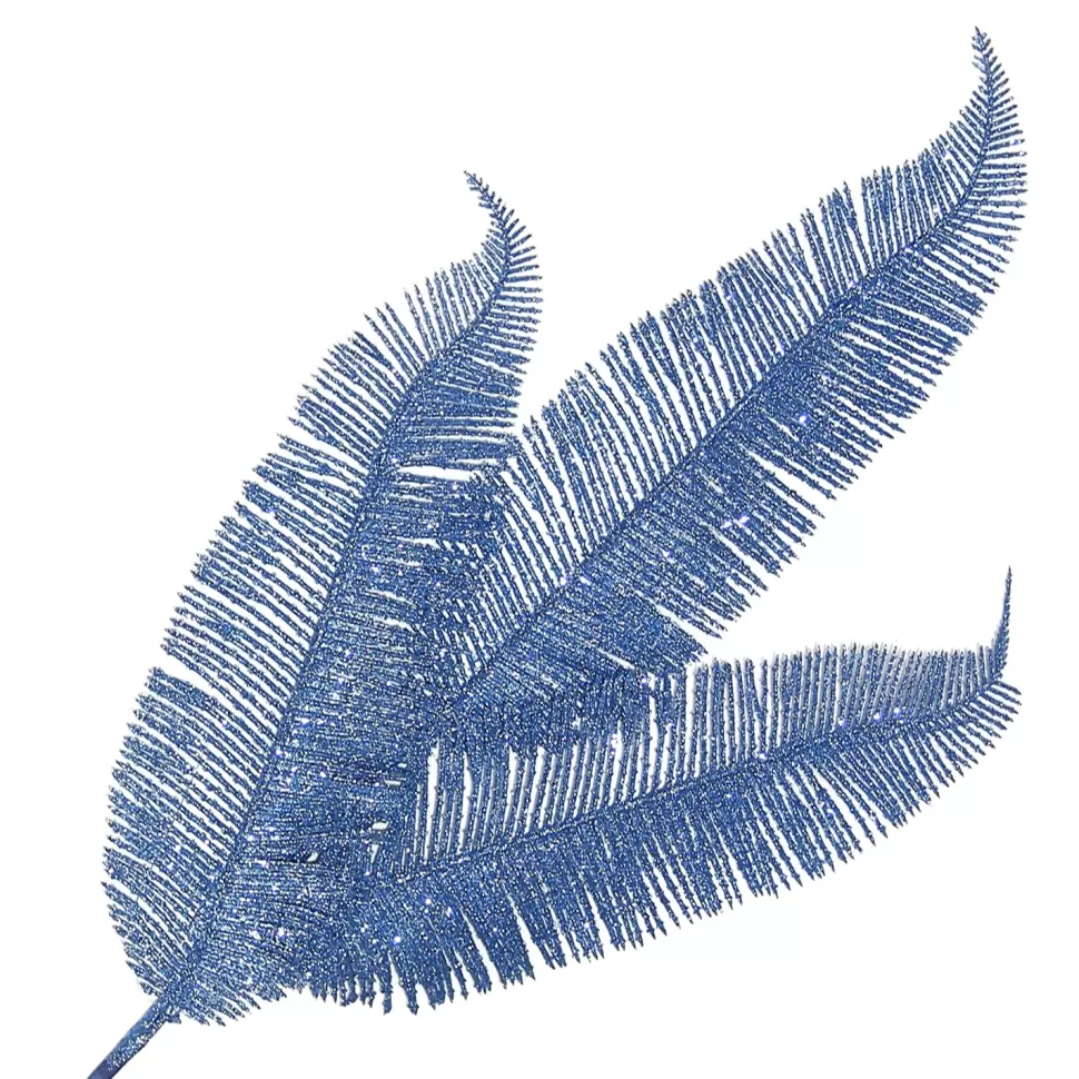 Christmas Forever SPRAY FERN LEAVES 23.5″ STEEL BLUE GLITTER