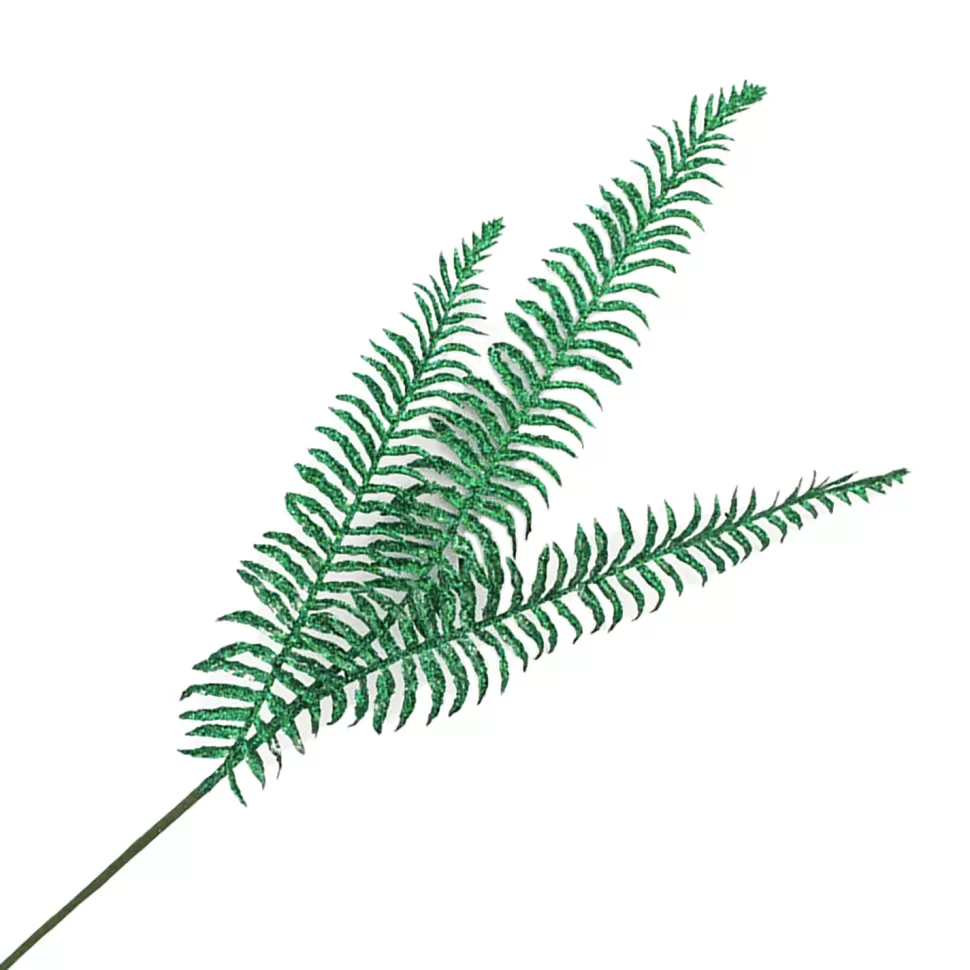 Christmas Forever SPRAY FERN LEAVES 29.5″ X3 GREEN GLITTER