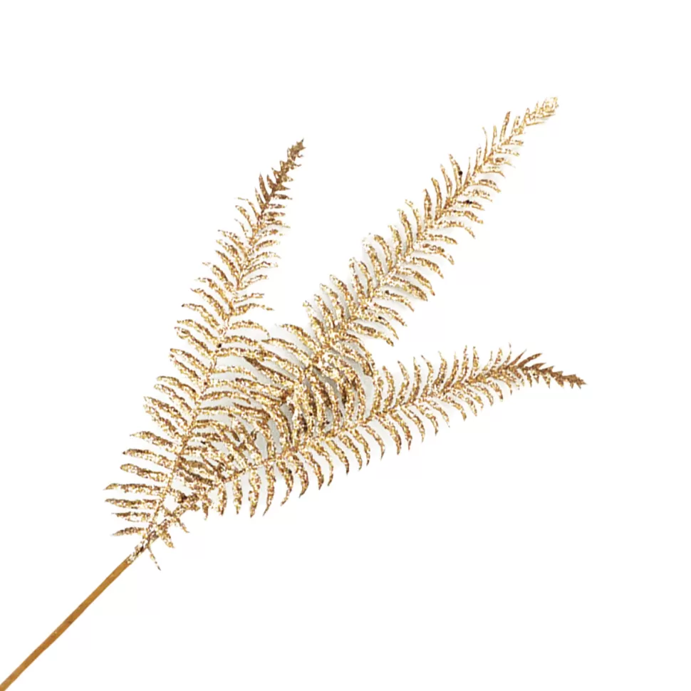 Christmas Forever SPRAY FERN LEAVES 29.5″ X 3 CHAMPAGNE GLITTER