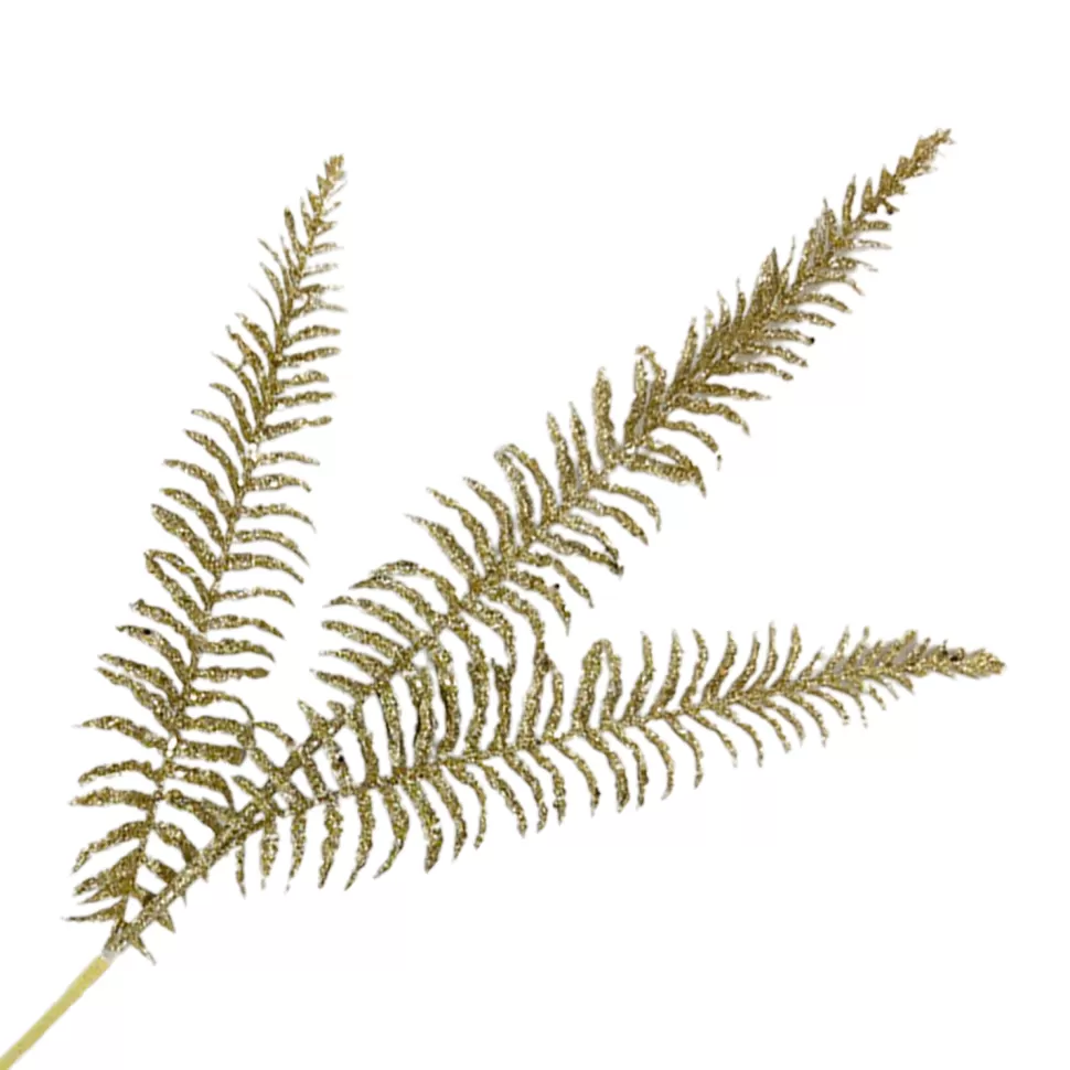 Christmas Forever SPRAY FERN LEAVES 29.5″ X 3 LIGHT GOLD GLITTER