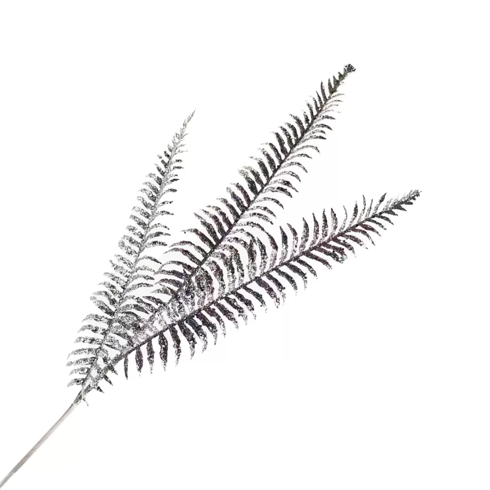 Christmas Forever SPRAY FERN LEAVES 29.5″ X 3 SILVER GLITTER