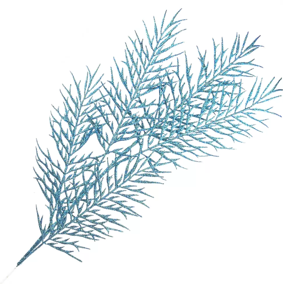 Christmas Forever SPRAY FERN LEAVES 31.5″ PEACOCK GLITTER