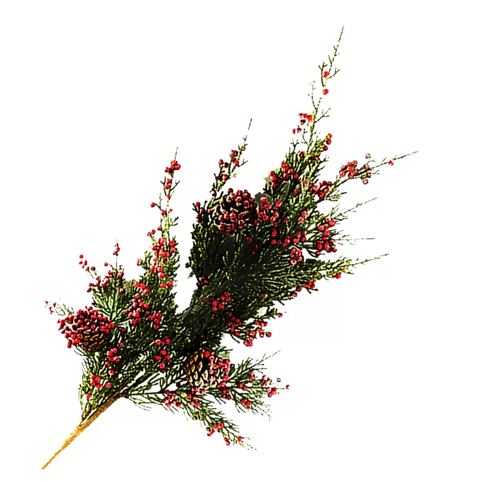 Christmas Forever SPRAY FROSTED PINE 33″ RED BERRIES CEDAR & CONES