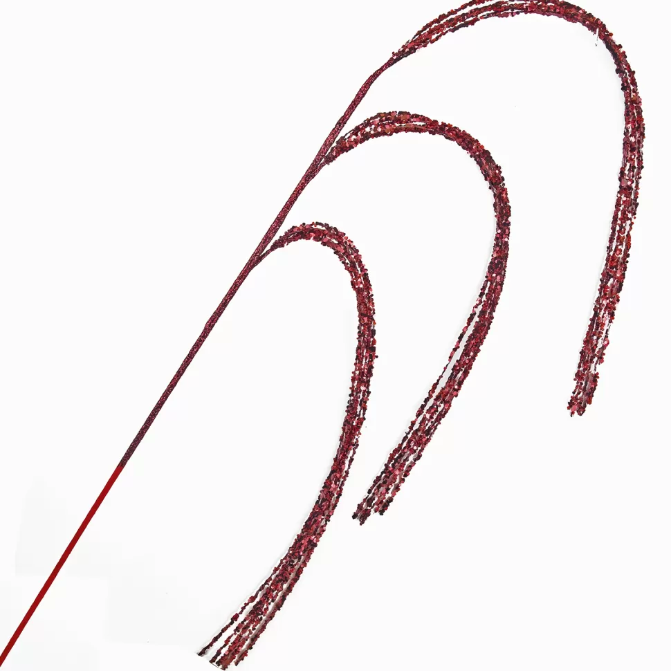 Christmas Forever SPRAY GRASS HANGING 24″ BURGUNDY SEQUINS