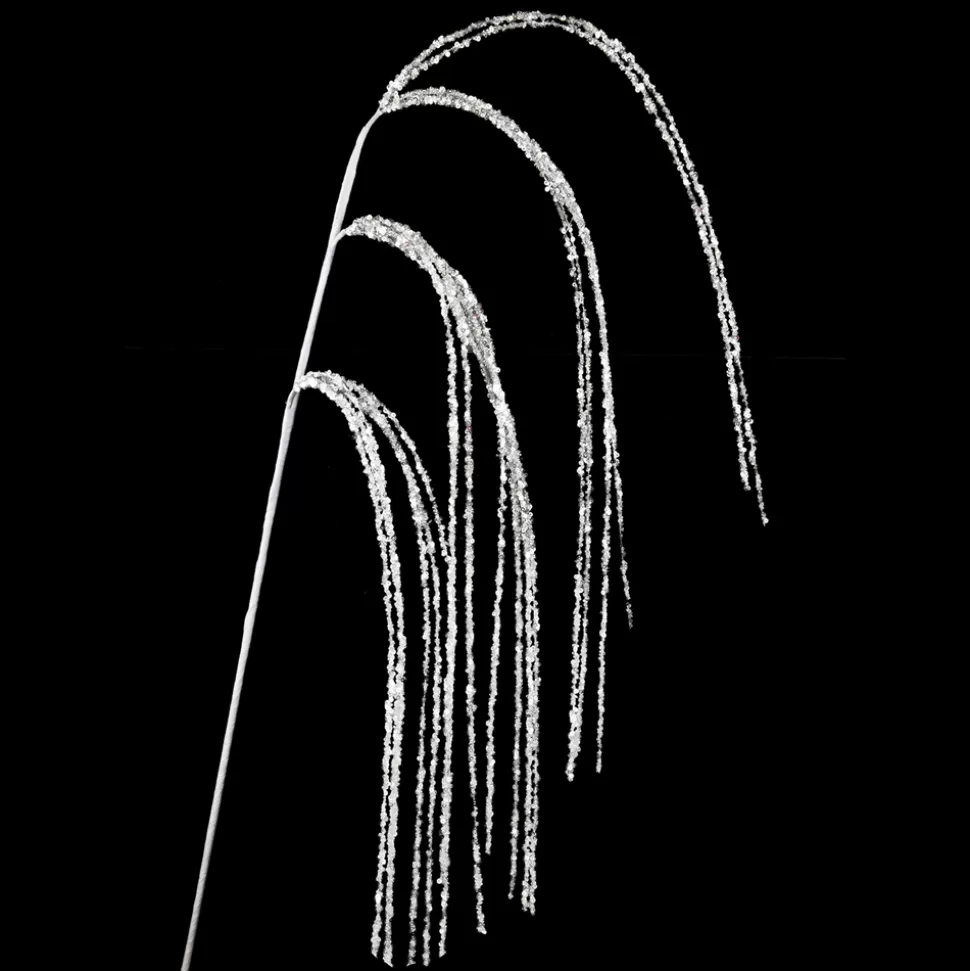 Christmas Forever SPRAY GRASS HANGING 24″ SILVER GLITTER