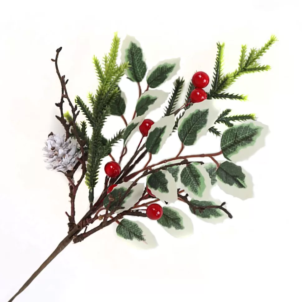 Christmas Forever SPRAY GRN HOLLY 12″ RED BERRY & GREENERY