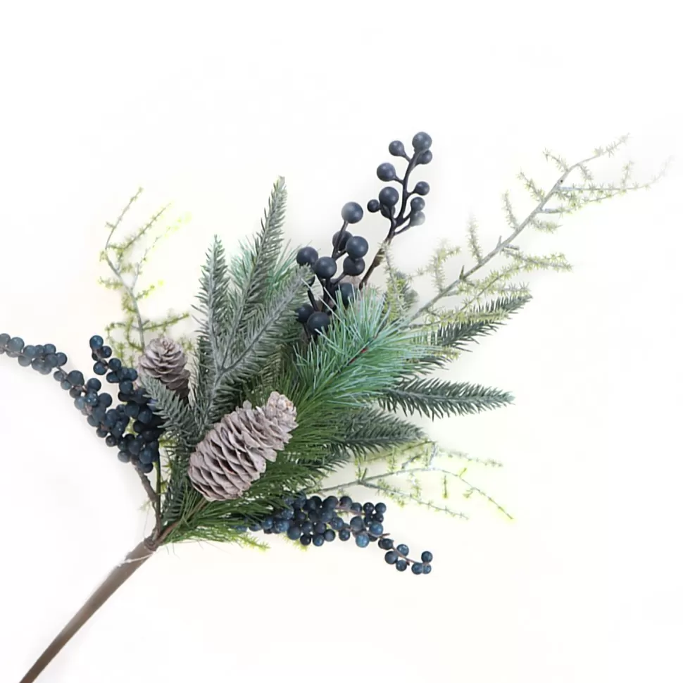 Christmas Forever SPRAY GRN PINE 18″ BLUE BERRIES, GREENEY & CONES
