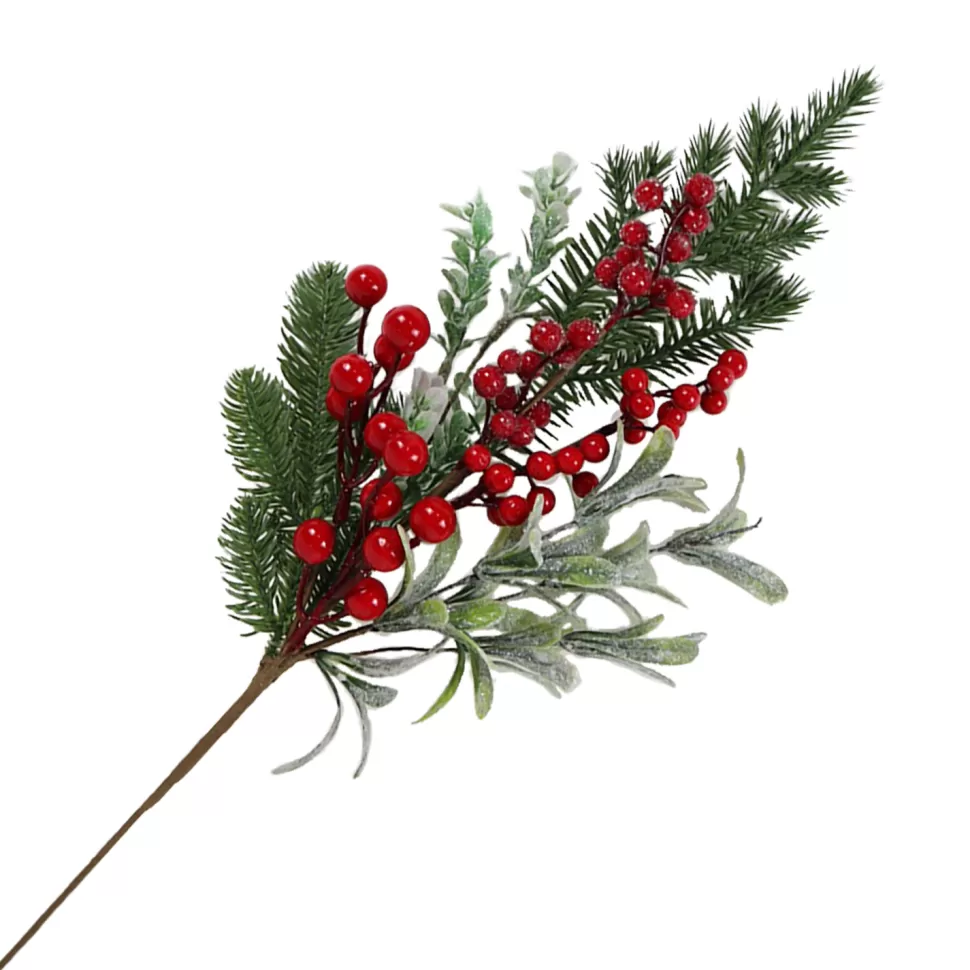 Christmas Forever SPRAY GRN PINE 22″ RED MIXED BERRIES, MISTLETOE & GREENERY