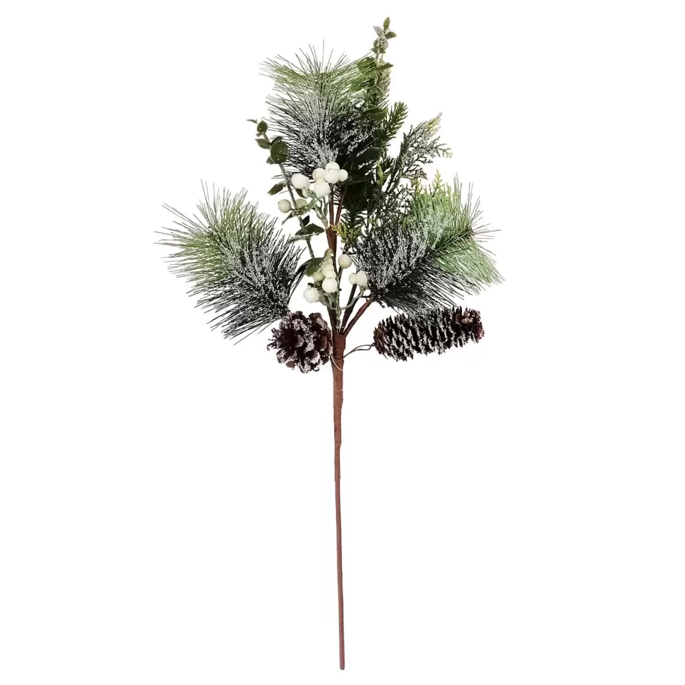Christmas Forever SPRAY GRN PINE 24″ RED BERRY W/ MIXED NEEDLE & CONES