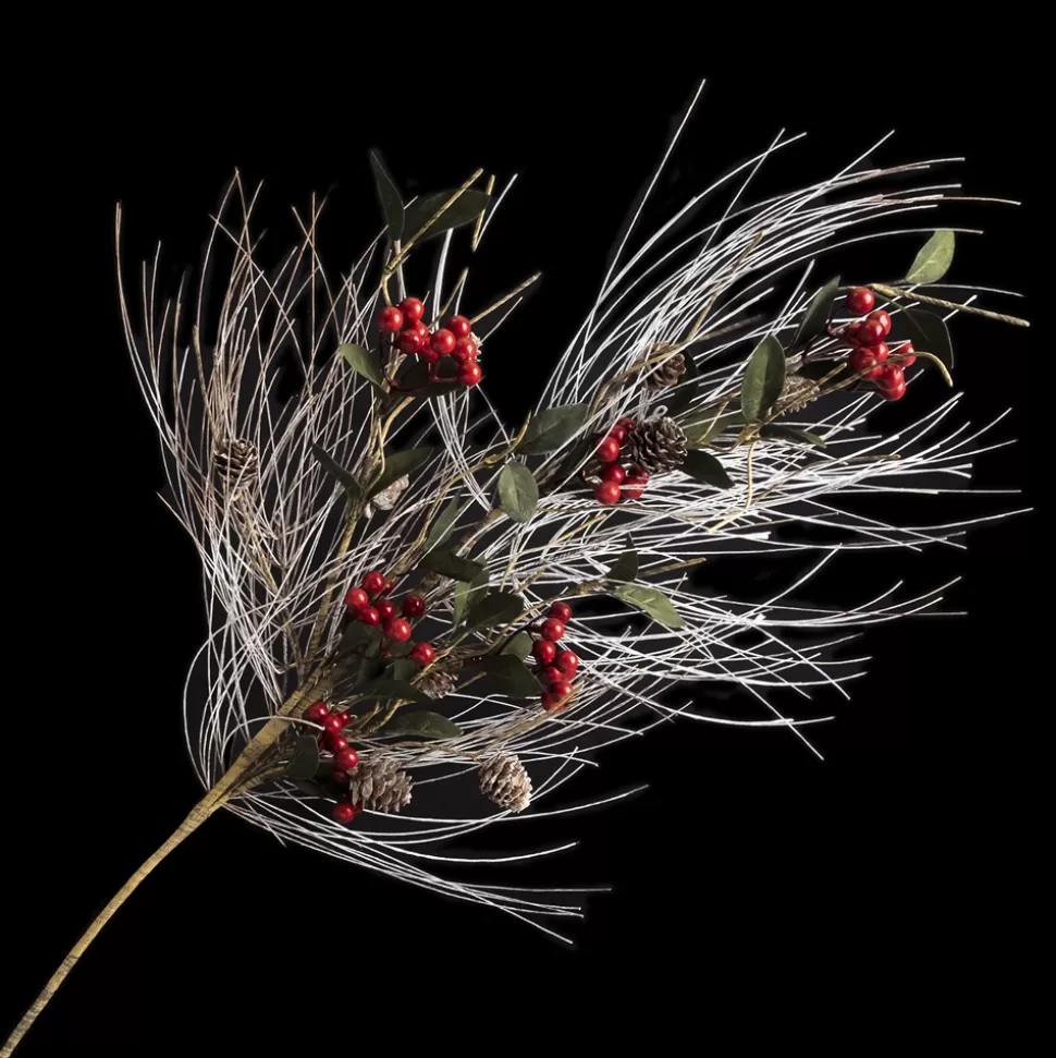 Christmas Forever SPRAY GRN PINE 34″ RED BERRY W/COUNTRY PINE & CONES