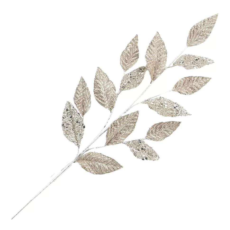 Christmas Forever SPRAY LEAF FABRIC 34″ EMBSSED ROSE GOLD METALLIC FABRIC
