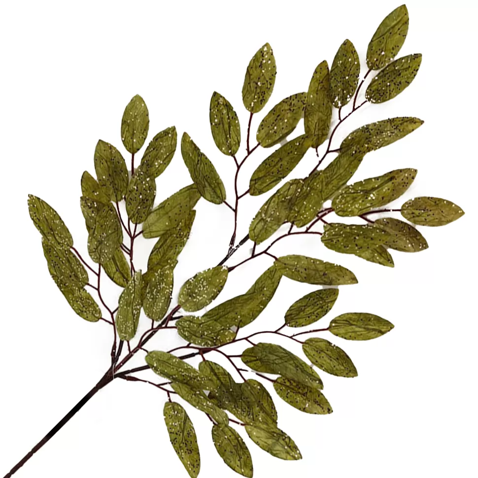 Christmas Forever SPRAY LEAVES 27″ GREEN W/ GOLD GLITTER