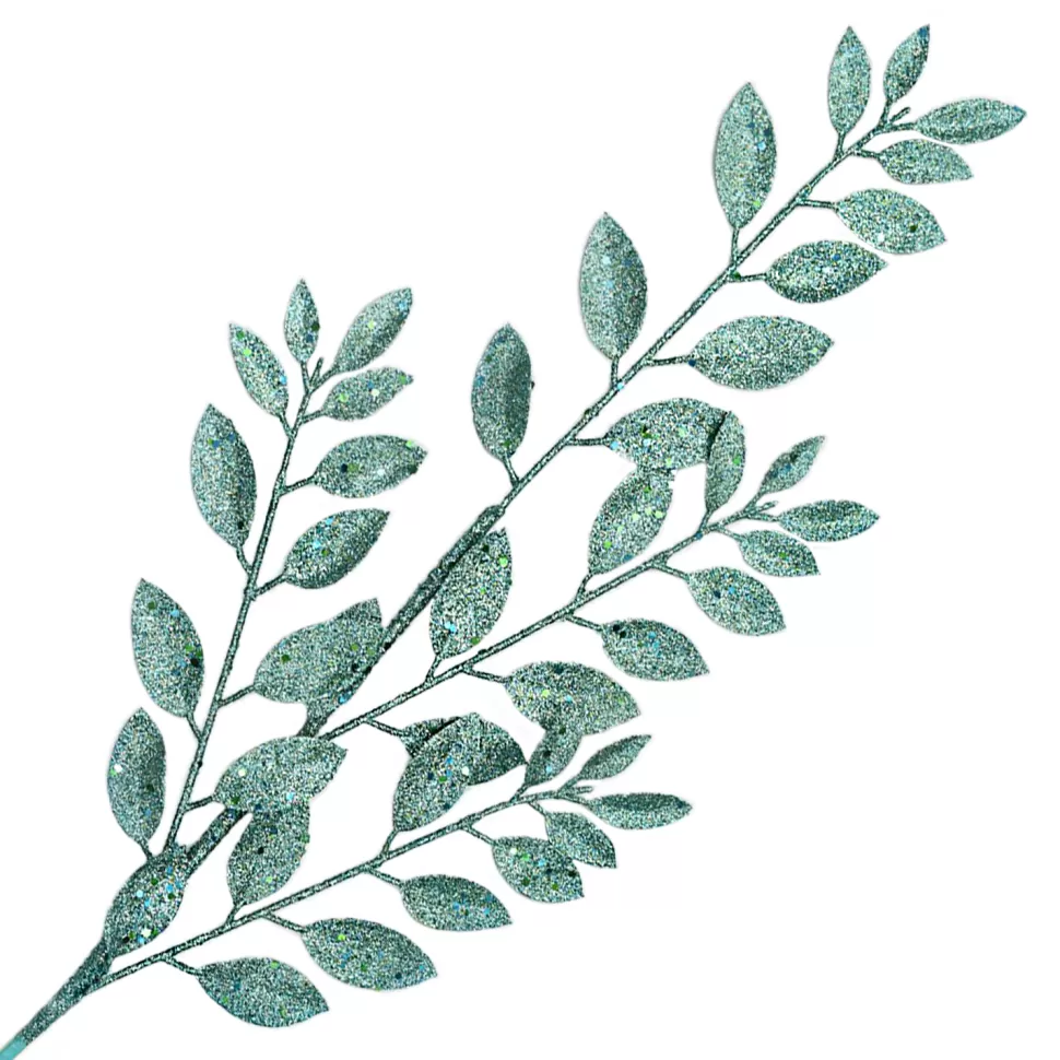 Christmas Forever SPRAY LEAVES 30″ PEACOCK GLITTER