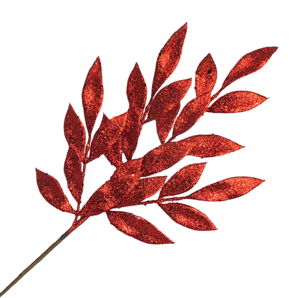 Christmas Forever SPRAY LEAVES BAY 22″ RED 22″ GLITTER