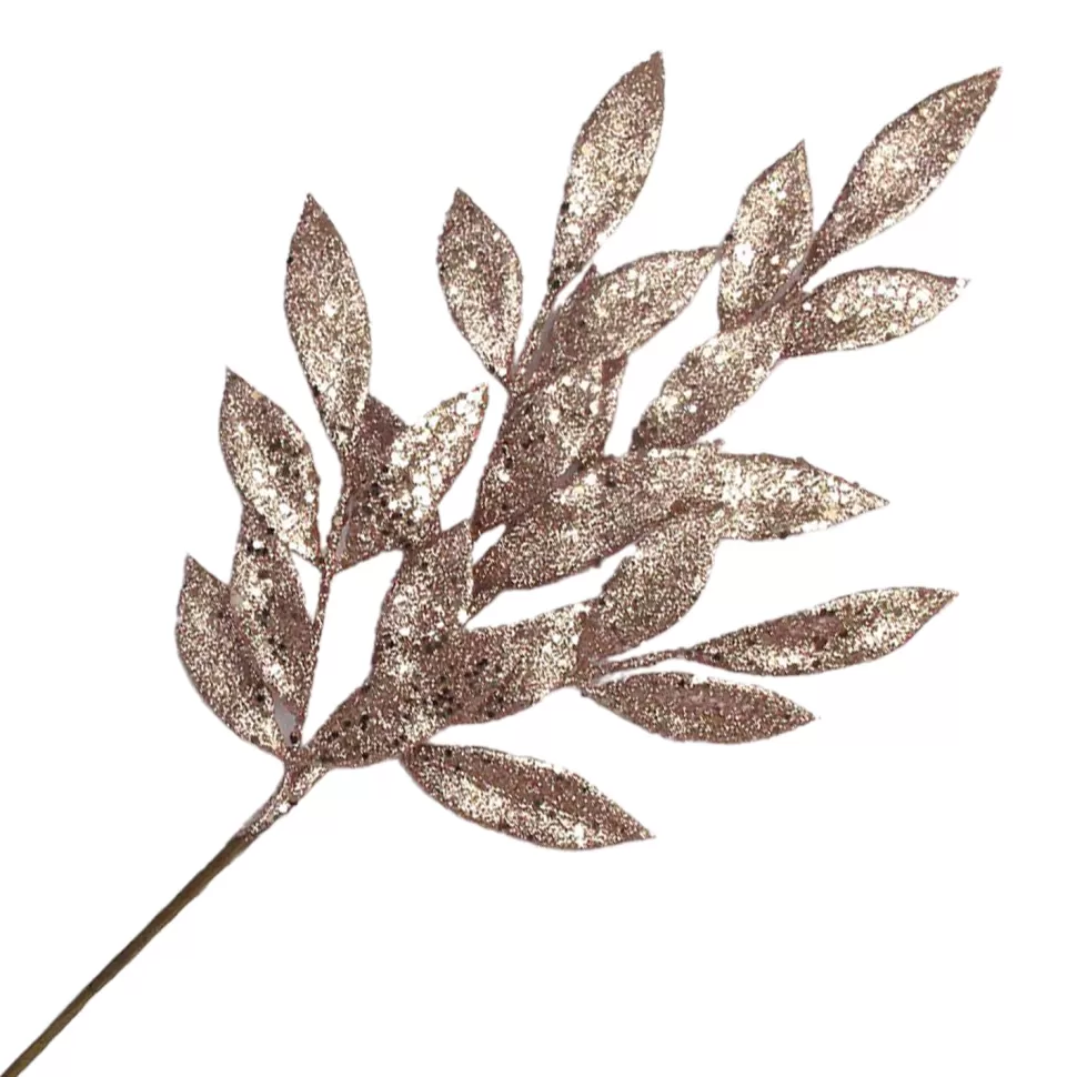 Christmas Forever SPRAY LEAVES BAY 22″ ROSE GOLD GLITTER
