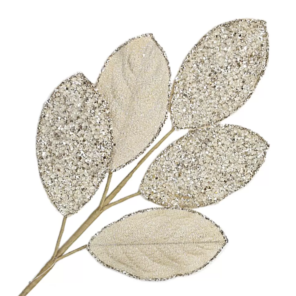 Christmas Forever SPRAY LEAVES BAY 28″ ICE BLUE GLITTER