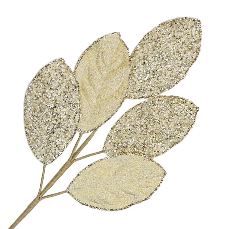 Christmas Forever SPRAY LEAVES BAY 28″ SILVER GLITTER