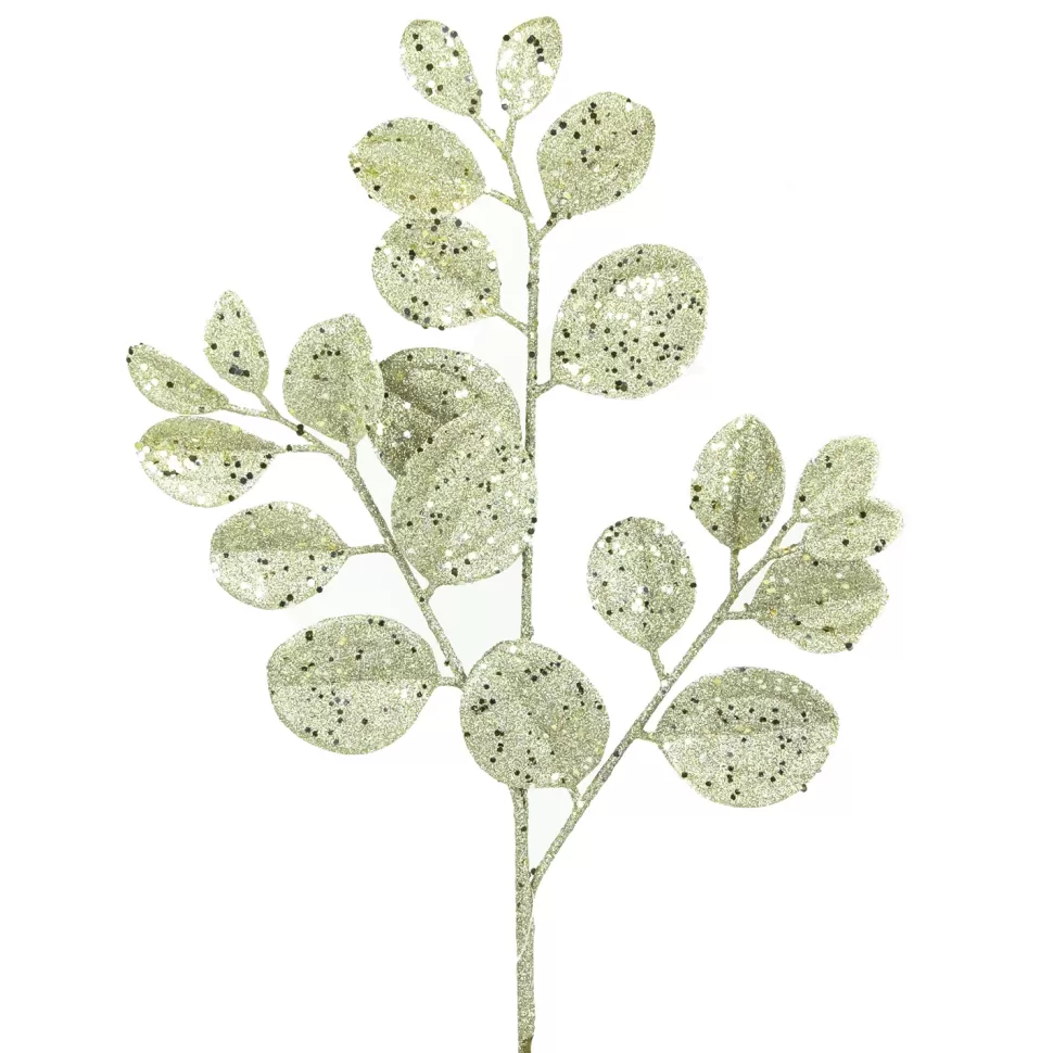 Christmas Forever SPRAY LEAVES CALLA LILLY 25.5″ CHAMPAGNE GLITTER