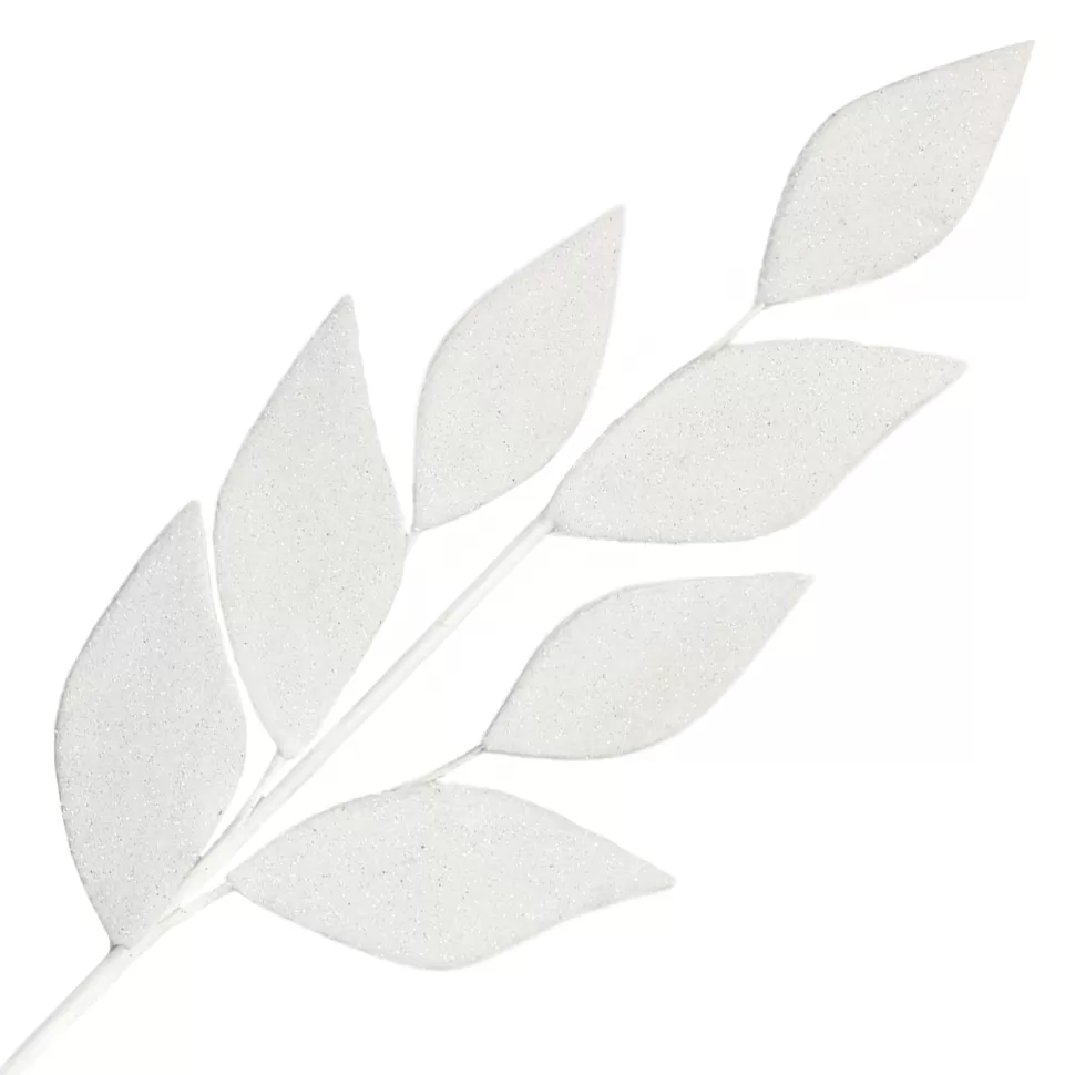 Christmas Forever SPRAY LEAVES FABRIC 26″ WOOL WHITE FROSTED