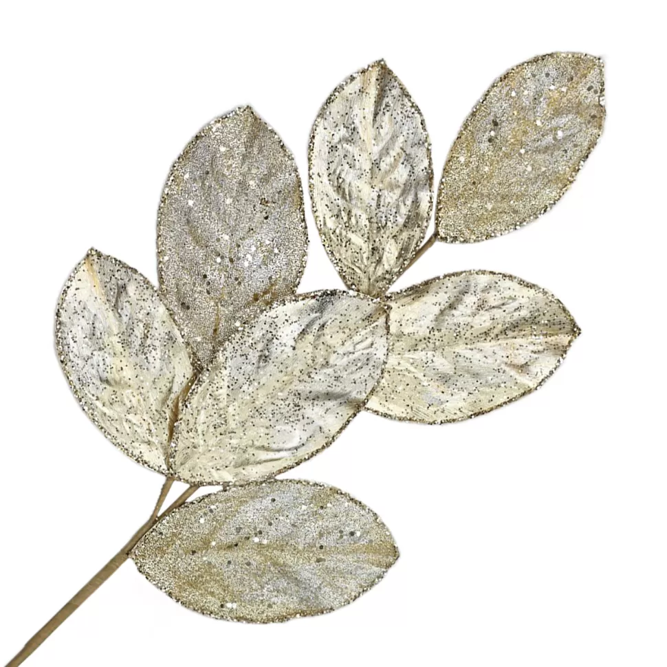 Christmas Forever SPRAY LEAVES FABRIC 30″ ROSE GOLD VELVET/ GLITTER /METALLIC HOLLY SHAPE