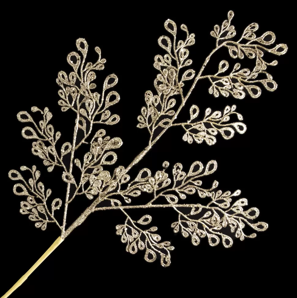 Christmas Forever SPRAY LEAVES HOLLOW 31″ CHAMPAGNE GLITTER