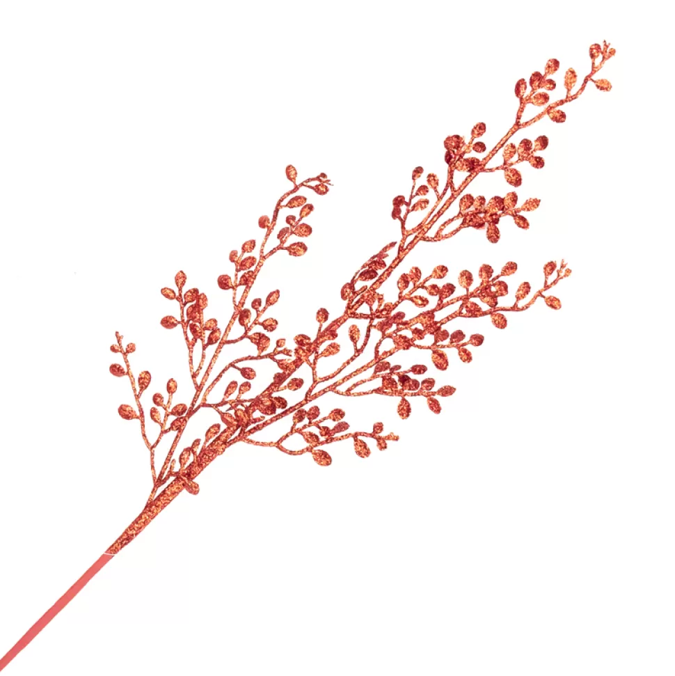 Christmas Forever SPRAY LEAVES MINI 26″ RED GLITTER