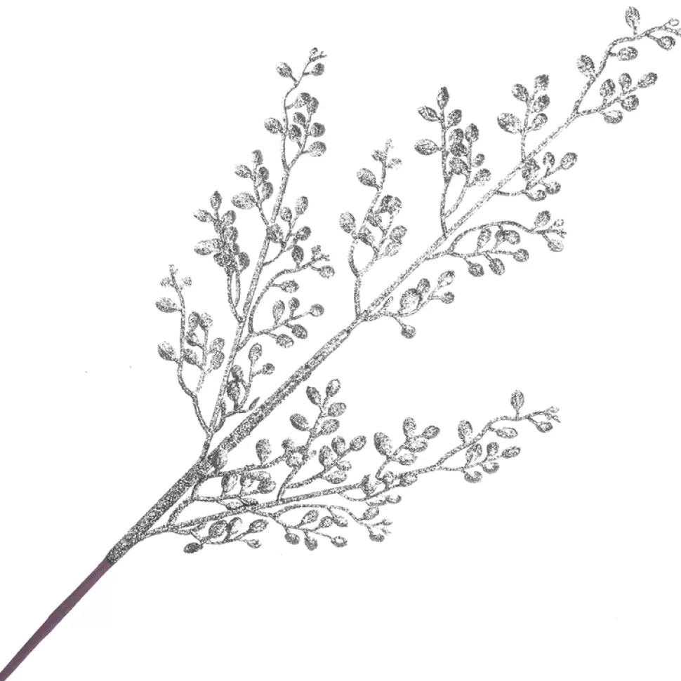Christmas Forever SPRAY LEAVES MINI 26″ SILVER GLITTER