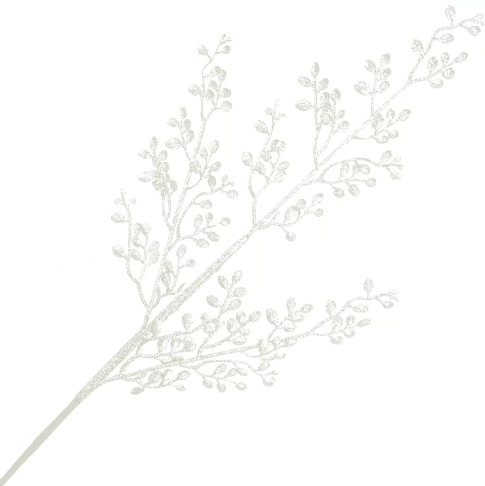Christmas Forever SPRAY LEAVES MINI 26″ WHITE GLITTER